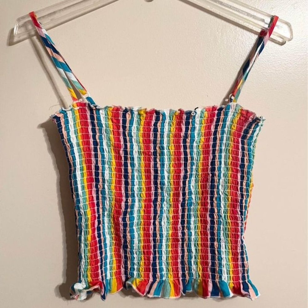 Multi-Color Striped Ruched Tanktop